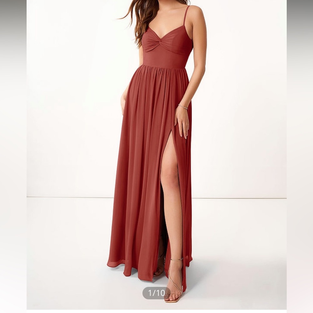 Azazie zeya terracotta bridesmaid dress